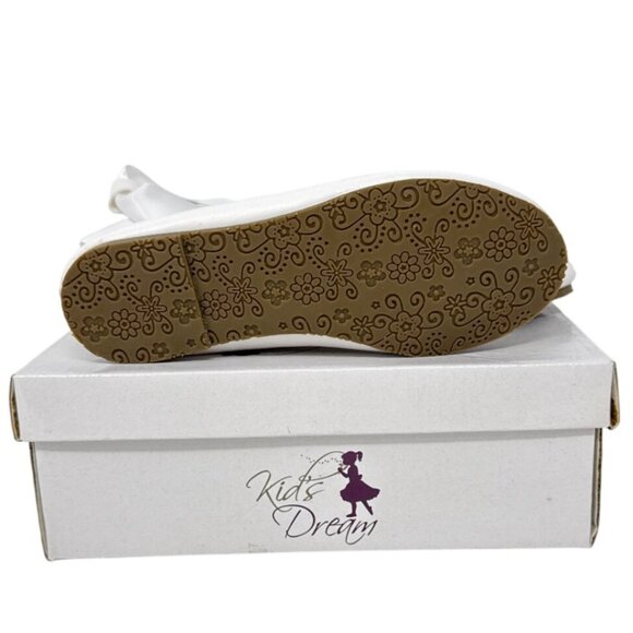 Kids Dream Girls White Ballet Flats with Ribbon Tie Size 10 BS004 - Picture 6 of 6